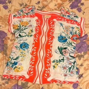 Anthropologie Maeve Red and White Floral Blouse
